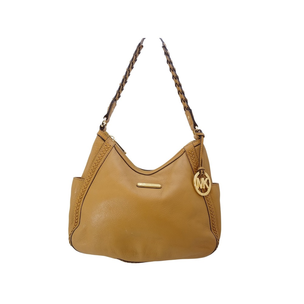 Michael Kors Hobo Bag Large Tan Good Braided Leather Gold Hardware Bag